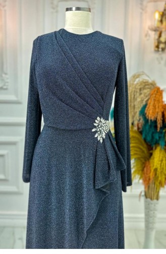 Amine Hüma Bella Hijab Abendkleid Marineblau 3127