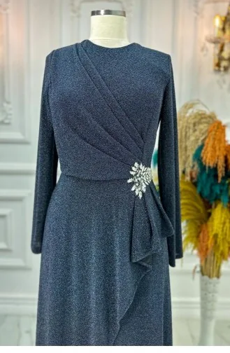 Amine Hüma Bella Hijab Abendkleid Marineblau 3127