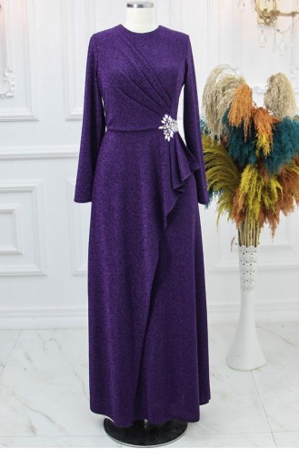 Amine Hüma Bella Hijab Abendkleid Lila 3128
