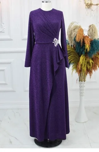 Amine Hüma Bella Hijab Abendkleid Lila 3128