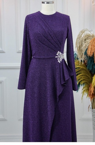 Amine Hüma Bella Hijab Abendkleid Lila 3128