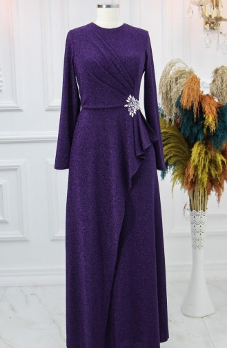 Amine Hüma Bella Hijab Abendkleid Lila 3128