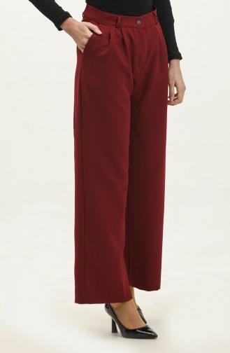 Pantalon Classique Avec Poches 3201-02 Rouge Claret 3201-02