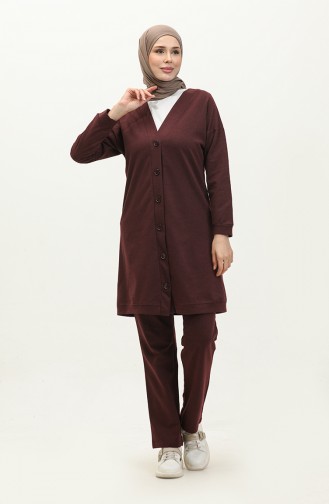 Buttoned Tracksuit Set 3051-02 Plum 3051-02