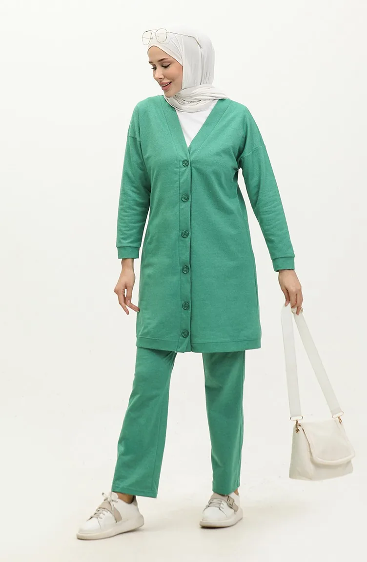 Buttoned Tracksuit 3051-09 Green 3051-09