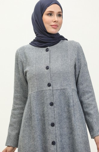 Manteau D`Hiver A Motifs à Chevrons 1228-03 Bleu Marine 1228-03