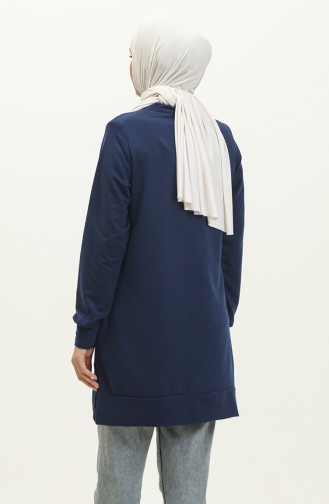 Slit Detailed Sports Tunic 0269-07 Navy Blue 0269-07