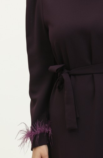 Feather Detailed Evening Dress 2011-03 Purple 2011-03