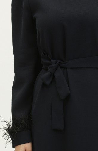 Tüy Detaylı Abiye Elbise 2011-06 Lacivert