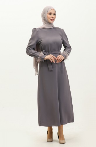 فستان سهرة بحزام2011-08 رمادي  2011-08