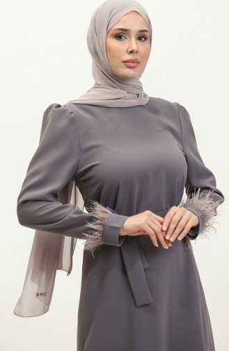 فستان سهرة بحزام2011-08 رمادي  2011-08