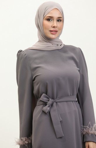 فستان سهرة بحزام2011-08 رمادي  2011-08
