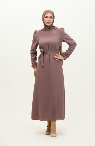 Federdetailliertes Abendkleid 2011-09 Dusty Rose 2011-09