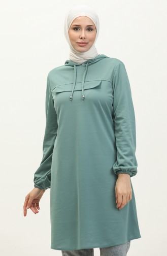 Kapüşonlu Tunik 1008-08 Çağla Yeşili