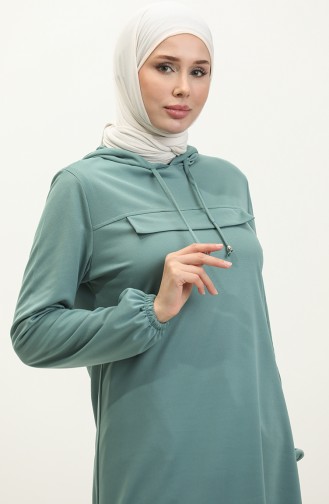 Kapüşonlu Tunik 1008-08 Çağla Yeşili