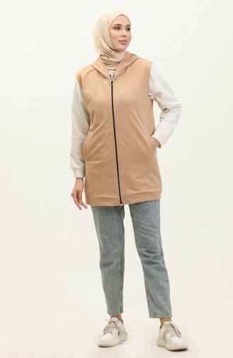 Hooded Women`s Pocket Vest 2101 2101-01 Light Wheat 2101-01