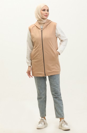 Hooded Women`s Pocket Vest 2101-01 Light Wheat 2101-01