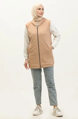 Gilet A Capuche Et Poches Femme 2101-01 Blé Clair 2101-01