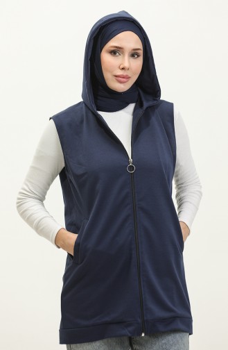 Hooded Women`s Pocket Vest 2101-02 Navy Blue 2101-02