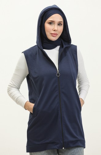 Gilet A Capuche Et Poche Femme 2101-02 Bleu Marine 2101-02