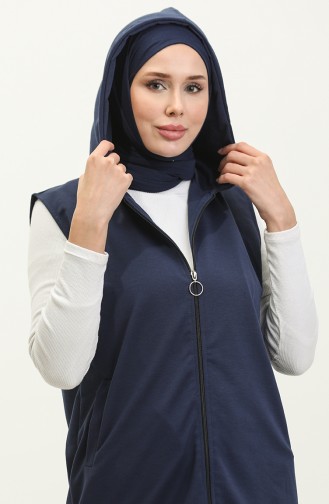 Hooded Women`s Pocket Vest 2101-02 Navy Blue 2101-02