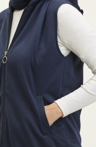 Hooded Women`s Pocket Vest 2101-02 Navy Blue 2101-02