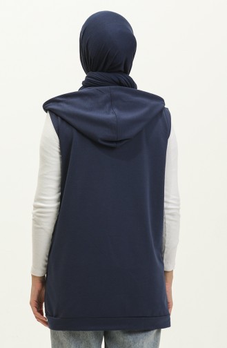 Hooded Women`s Pocket Vest 2101-02 Navy Blue 2101-02