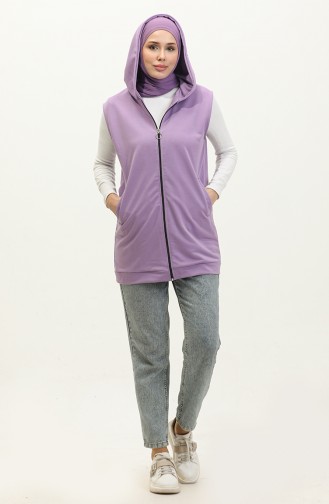 Gilet A Capuche Et Poche Femme 2101-03 Lilas 2101-03