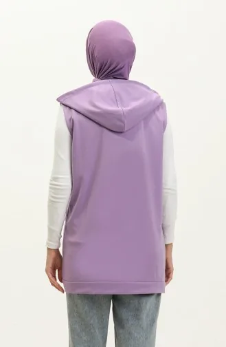 Kapüşonlu Kadın Cepli Yelek 2101 2101-03 Lila