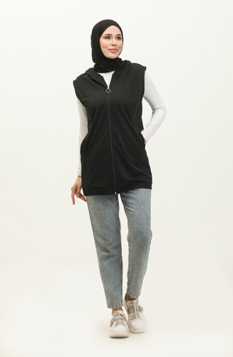 Hooded Women`s Pocket Vest 2101-04 Black 2101-04