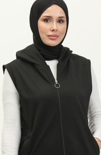 Hooded Women`s Pocket Vest 2101-04 Black 2101-04