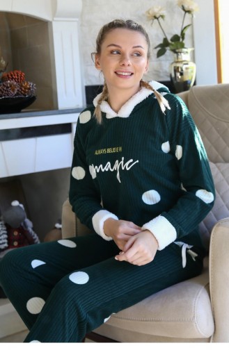 Akbeniz Welsoft Polar Kadın Kapşonlu Pijama Takımı 8512
