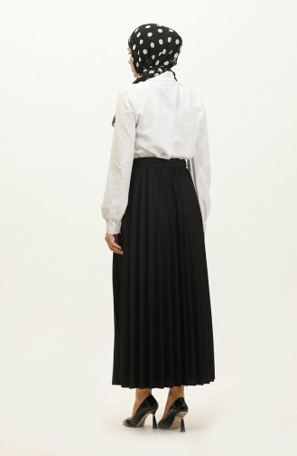 Jupe Hijab Plissée Détail Ceinture 3033-1 30331-05 Noir 30331-05