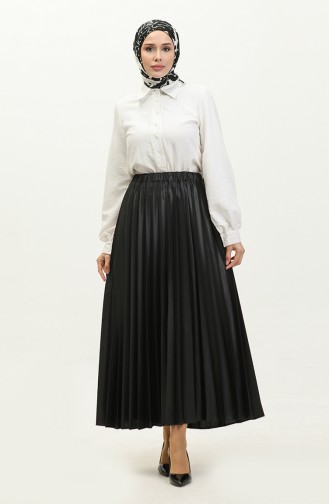 Elastic waist Pleated Skirt 4063-01 Black 4063-01
