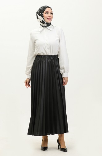 Elastic waist Pleated Skirt 4063-01 Black 4063-01