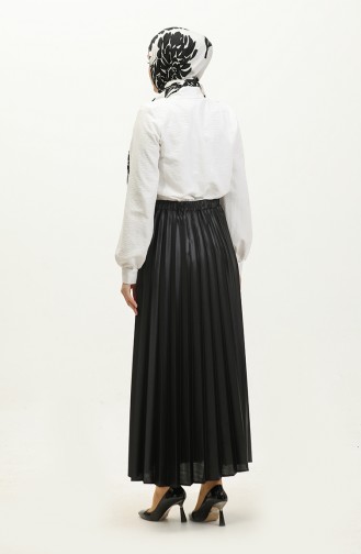 Elastic waist Pleated Skirt 4063-01 Black 4063-01