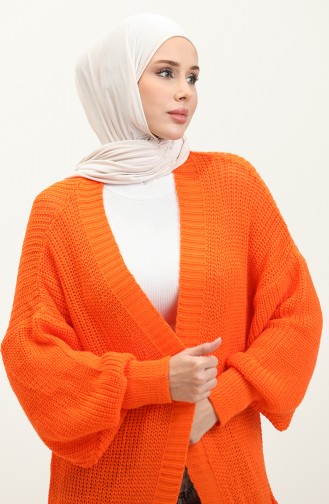Langer Strick-Cardigan Mit Ballonärmeln 2503 2503-02 Orange 2503-02