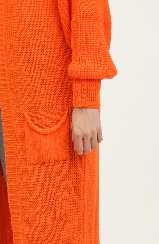 Langer Strick-Cardigan Mit Ballonärmeln 2503 2503-02 Orange 2503-02