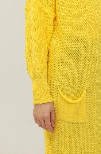 Langer Strick-Cardigan Mit Ballonärmeln 2503 2503-03 Gelb 2503-03