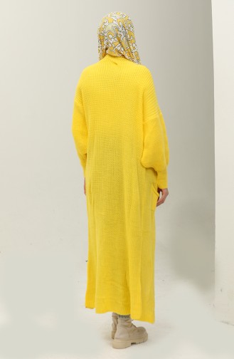Langer Strick-Cardigan Mit Ballonärmeln 2503 2503-03 Gelb 2503-03