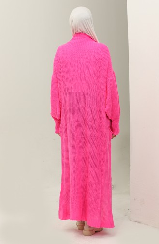 Langer Strick-Cardigan Mit Ballonärmeln 2503 2503-04 Fuchsia 2503-04