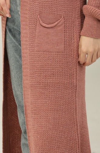 Langer Strick-Cardigan Mit Ballonärmeln 2503 2503-06 Dusty Rose 2503-06