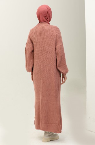 Langer Strick-Cardigan Mit Ballonärmeln 2503 2503-06 Dusty Rose 2503-06