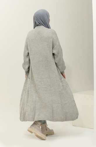 Langer Strick-Cardigan Mit Ballonärmeln 2503 2503-07 Grau 2503-07