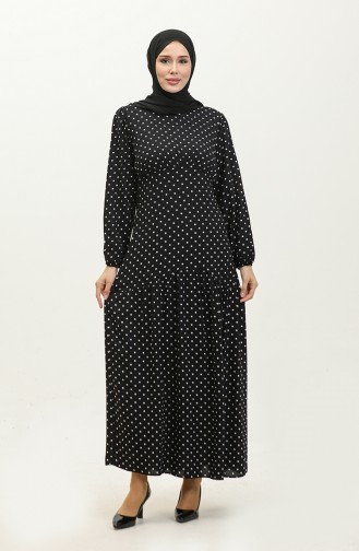 Puantiyeli Elbise 1899-01 Siyah Beyaz