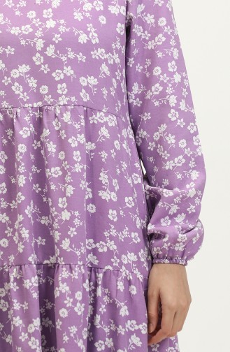 Flower Patterned Dress 1996-01 Purple White 1996-01