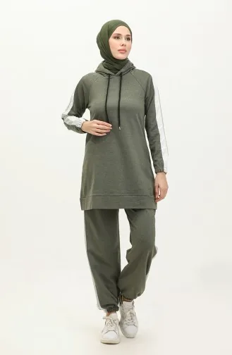 طقم رياضي ثنائي 23024-02 أخضر عسكري 23024-02