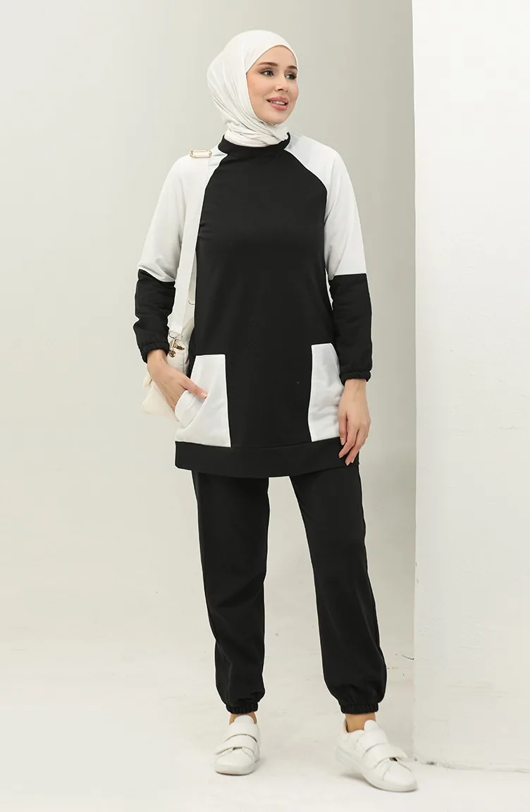 طقم رياضي ثنائي 23032-01 أسود إكرو 23032-01