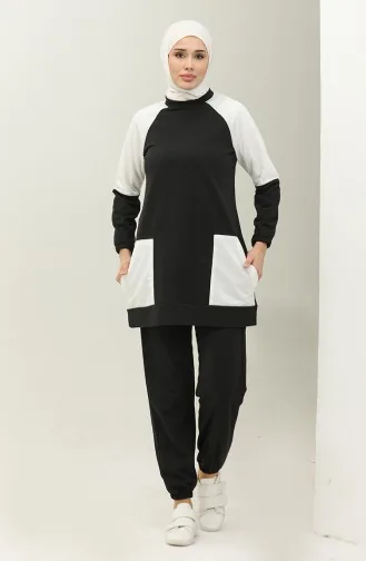 طقم رياضي ثنائي 23032-01 أسود إكرو 23032-01