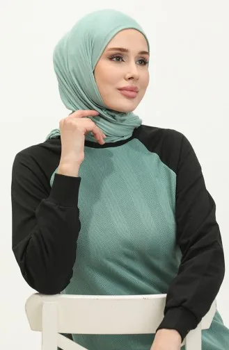 طقم رياضي ثنائي 23051-02 أسود أخضر عسكري 23051-02